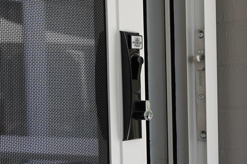 Prowler Proof security screen lock mechanism detail